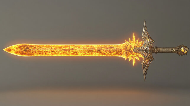 A radiant sword with a blade that seems to burn with the light of the sun and a hilt adorned with sun motifs.