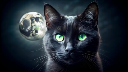 Obraz premium Emerald Eyes in the Moonlight Generative AI