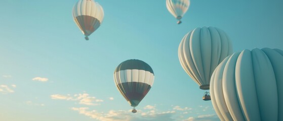 Obraz premium several hot air balloons floating in the clear blue sky