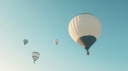 Obraz premium several hot air balloons floating in the clear blue sky