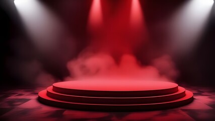 red podium smoke spotlight stage 