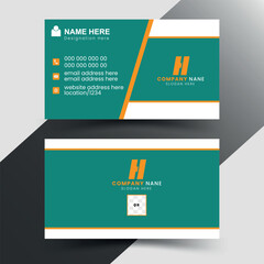Modern and simple business card design geometric layout with yellow and dark sky colour.