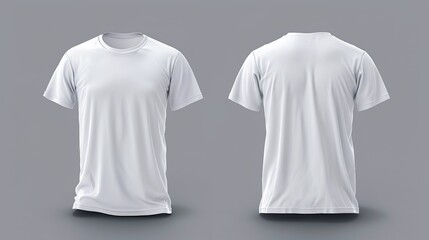 Maqueta de una camiseta de hombre de color blanco. Vista frontal y posterior. 