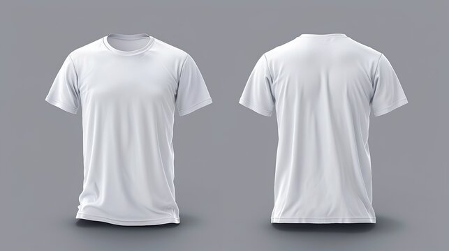 Maqueta de una camiseta de hombre de color blanco. Vista frontal y posterior. 