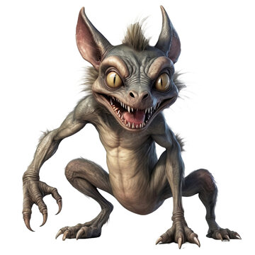 Chupacabra with glowing eyes and fierce posture in a terrifying and detailed style, perfect for Halloween or mythical creature themes, ideal for digital art and fantasy horror illustrations, 