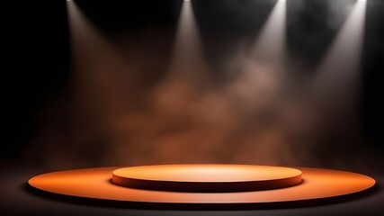 Obraz premium Orange podium smoke spotlight stage 
