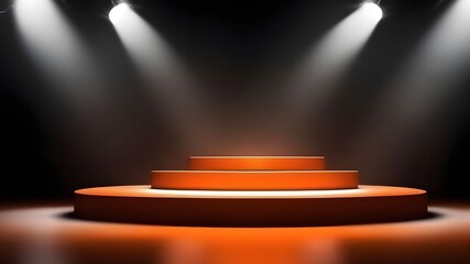 Obraz premium Orange podium smoke spotlight stage 