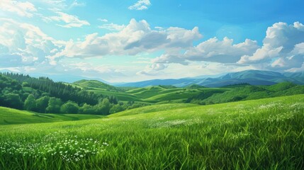 Fototapeta premium Beauty summer day on the green hills