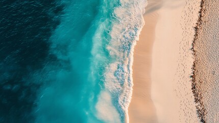 Aerial View of Beach with Turquoise Water and White Sand