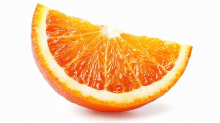 Close-Up of a Juicy Orange Slice Showing Vibrant Colors on a White Background