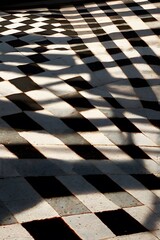Naklejka premium an image with a checkerboard pattern that has a shadow falling on it.