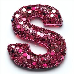 Vivid Glittery Letter "S" Bubble in High Resolution on White Background, Generative Ai