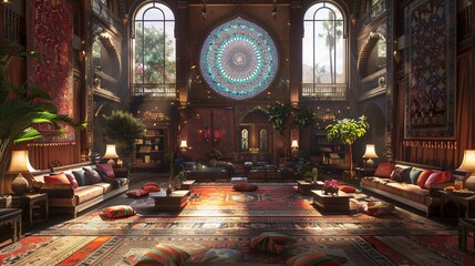 Obraz premium Luxurious Moroccan Interior with Sunlit Windows