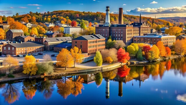 Autumn Hues in Lewiston's Industrial Heart  Generative AI