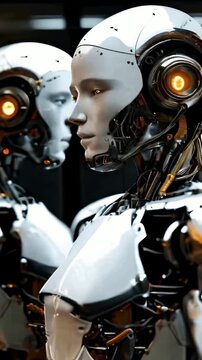 Futuristic factory for the production of androids