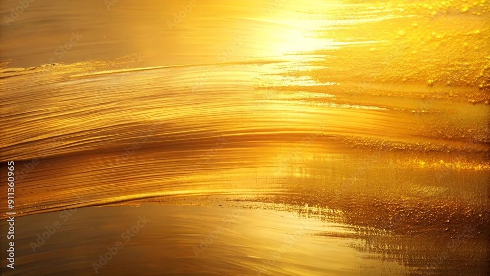 Poster Sun-Kissed Gold: A Golden Brushstroke Sunset  AI Generated