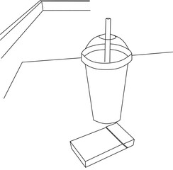 Cup of drink and cigarett oneline design vector for poster and banner
