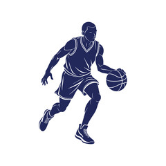 Fototapeta premium Basketball player silhouettes Clip art isolated vector illustration