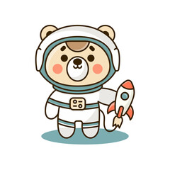 Obraz premium Animal Wearing an Astronaut Suit in Vector Illustration Style for Educational Purposes