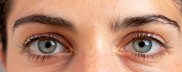 Naklejka premium Closeup of eyes with dark circles, fatigue from eye strain