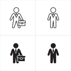 Businessman icon. Business woman icons. Professional company person or worker symbol. Anonymous profile, people and user account symbol. Vector stock icons illustration.