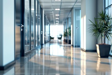Fototapeta premium Blurry Office Walkway Scene