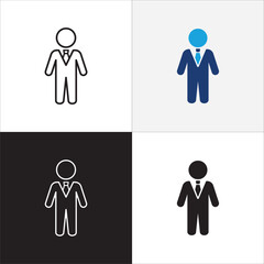 Businessman icon. Business woman icons. Professional company person or worker symbol. Anonymous profile, people and user account symbol. Vector stock icons illustration.