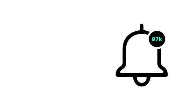 Notification Icon Rolling Number Countdown 1k to 100k .Notification Icon Isolated in White Background. 4k Animation