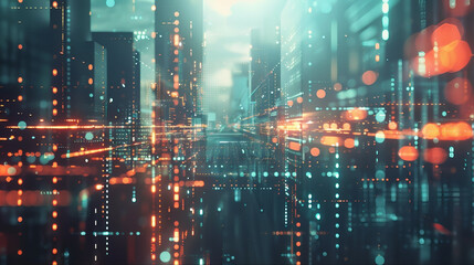 Fototapeta premium abstract futuristic digital city background skyline view