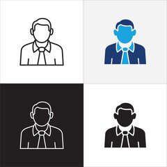 Businessman icon. Business woman icons. Professional company person or worker symbol. Anonymous profile, people and user account symbol. Vector stock icons illustration.