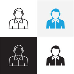 Businessman icon. Professional company person or worker symbol. Anonymous profile, people and user account symbol. Business woman icons. Vector stock icons illustration.