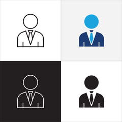 Businessman icon. Business woman icons. Professional company person or worker symbol. Anonymous profile, people and user account symbol. Vector stock icons illustration.
