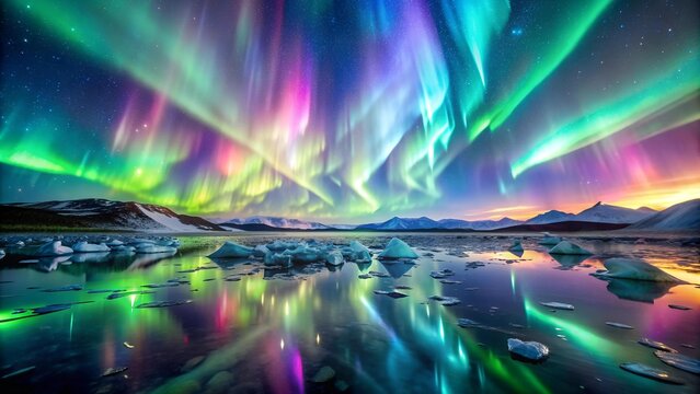 Prismatic Aurora: A Symphony of Crystal Shards in the Northern Lights  generative AI