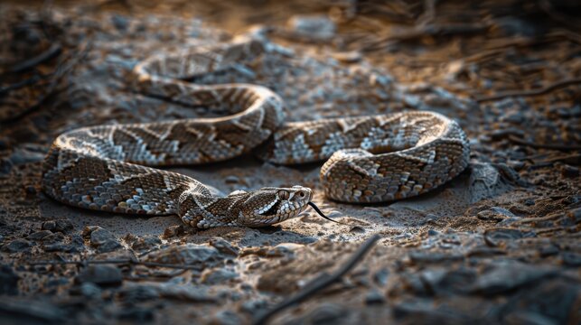 Close-Up of a Venomous Snake in the Wild