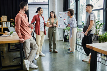 Team members share their thoughts in a relaxed atmosphere amidst transitions.