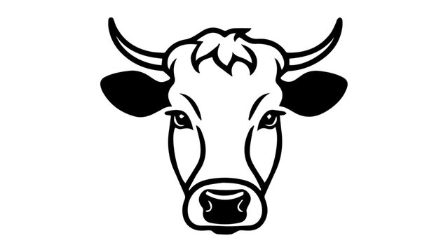 recommend clip art: black and white cow portrait outline