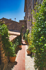 hillside alley in eze village old town, france
