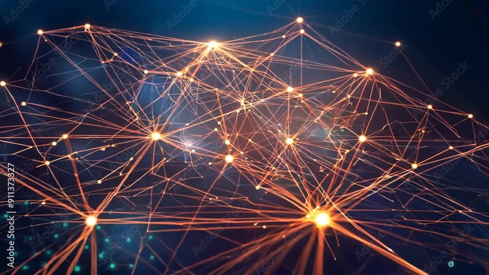 Poster background with interconnected lines and nodes, representing a digital network