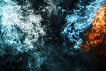 Obraz premium Dynamic Blaze: Combines smoke and fire textures with a fiery gradient for a dramatic effect.
