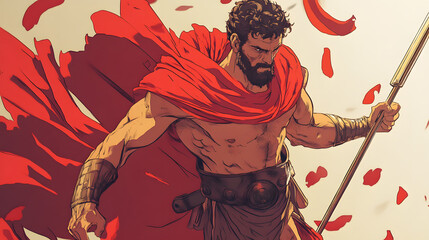 Fototapeta premium Illustration of Daedalus soaring in the sky with large artificial wings.