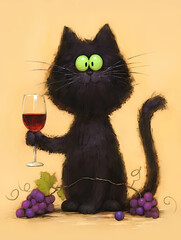 Cat stealing wine