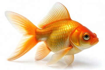 Fototapeta premium Beautiful aquarium goldfish on white background.
