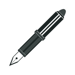 Elegant Black Fountain Pen Silhouette Vector, Minimalist Black Pen Illustration for Design Projects
