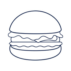 Flat Burger Line Art Illustration