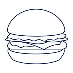 Flat Burger Line Art Illustration