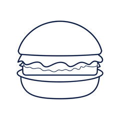 Flat Burger Line Art Illustration