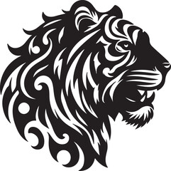 Tiger black and white vector silhouette