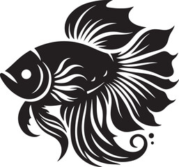 Black and white Fish vector silhouette