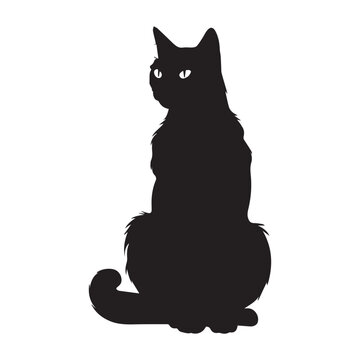 recommend clip art: Cat silhouette against a white background. Ideal for pet themed design