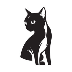Cat silhouette against a white background. Ideal for pet themed design